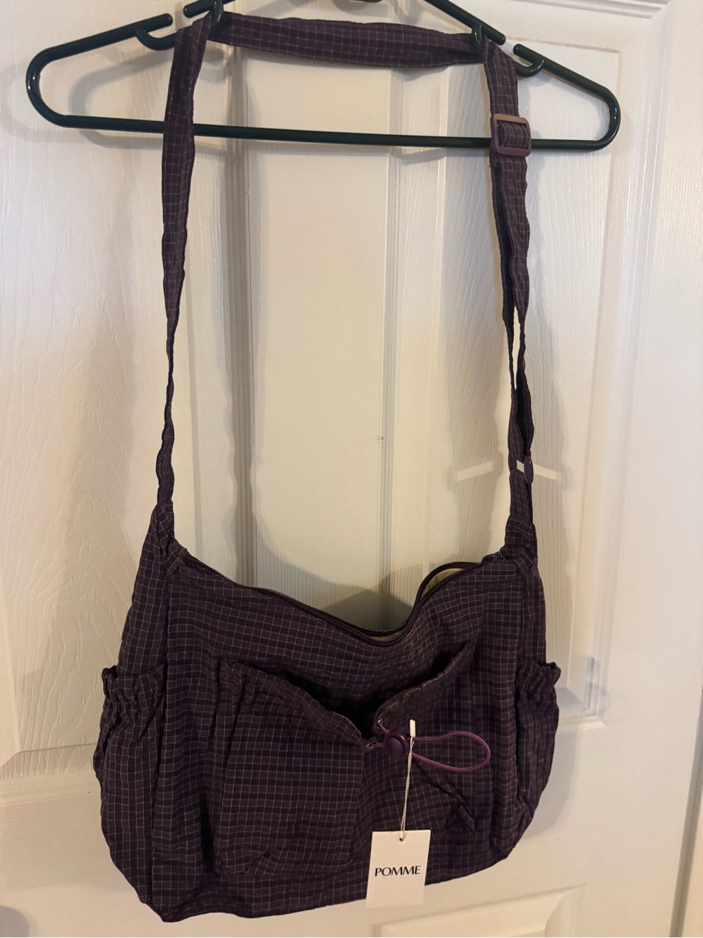Pomme Women's Purple Check Crossbody Bag